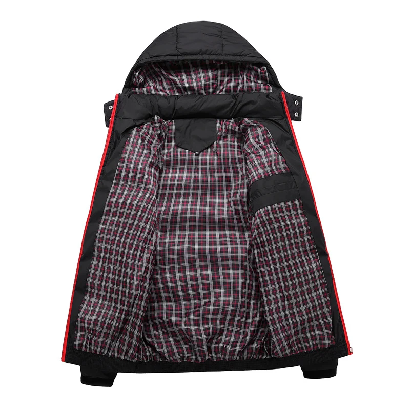 Herren Gesteppte Kapuzen-Steppjacke mit karierter Innenfütterung und Kontrastreißverschluss Nord Taschen