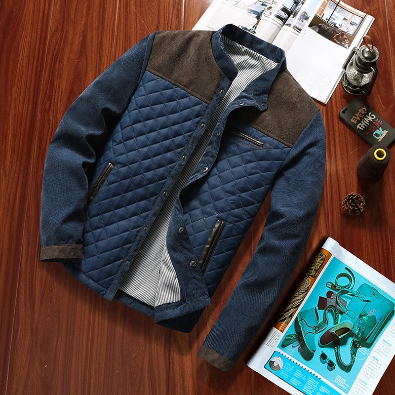 Herren Gesteppte Hybridjacke mit Stehkragen, Brust-Reißverschluss und Kontrast-Einsätzen Nord Taschen