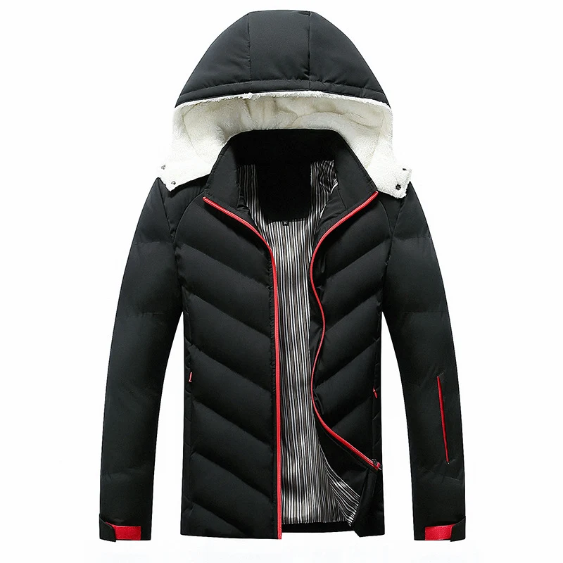 Herren Steppjacke mit Teddyfellkapuze und Chevron-Steppung Nord Taschen