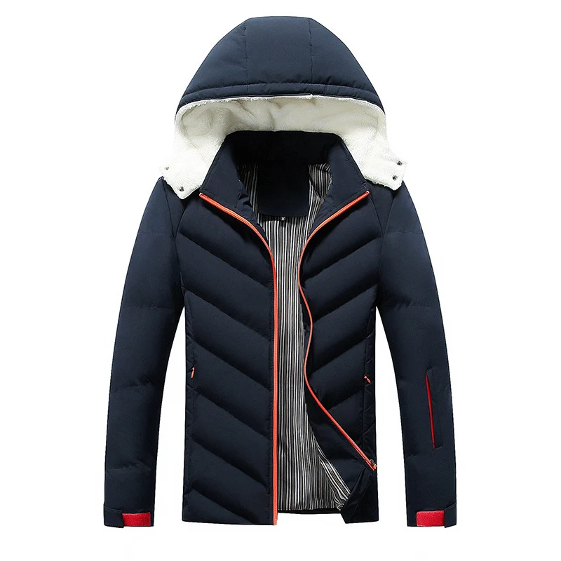Herren Steppjacke mit Teddyfellkapuze und Chevron-Steppung Nord Taschen