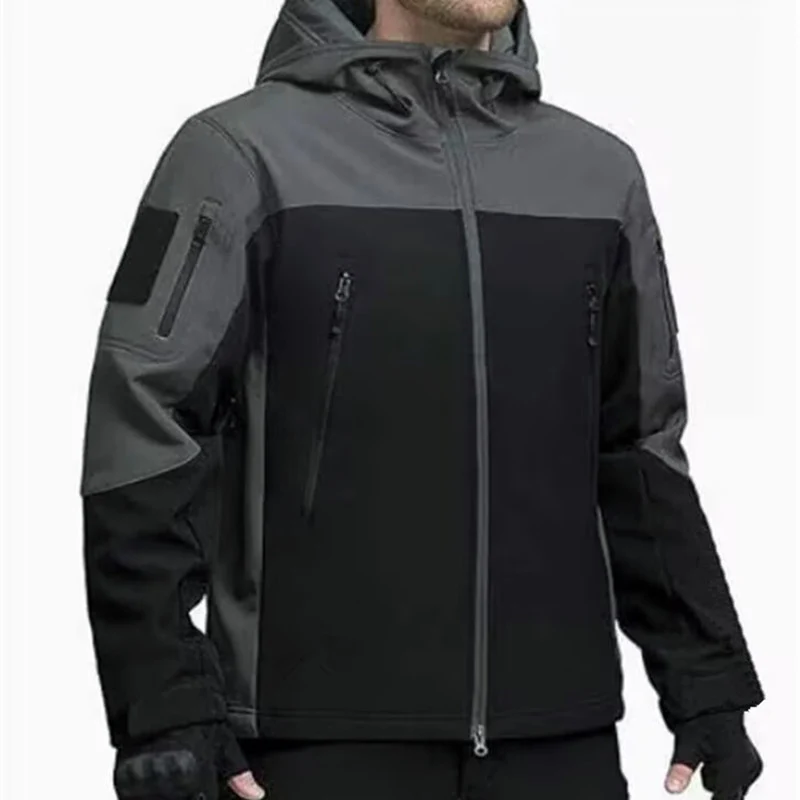 Herren Softshell-Taktikjacke mit Kapuze, verstärkten Ärmeln und Mehrfach-Reißverschlusstaschen Nord Taschen