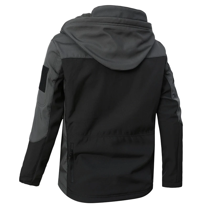 Herren Softshell-Taktikjacke mit Kapuze, verstärkten Ärmeln und Mehrfach-Reißverschlusstaschen Nord Taschen