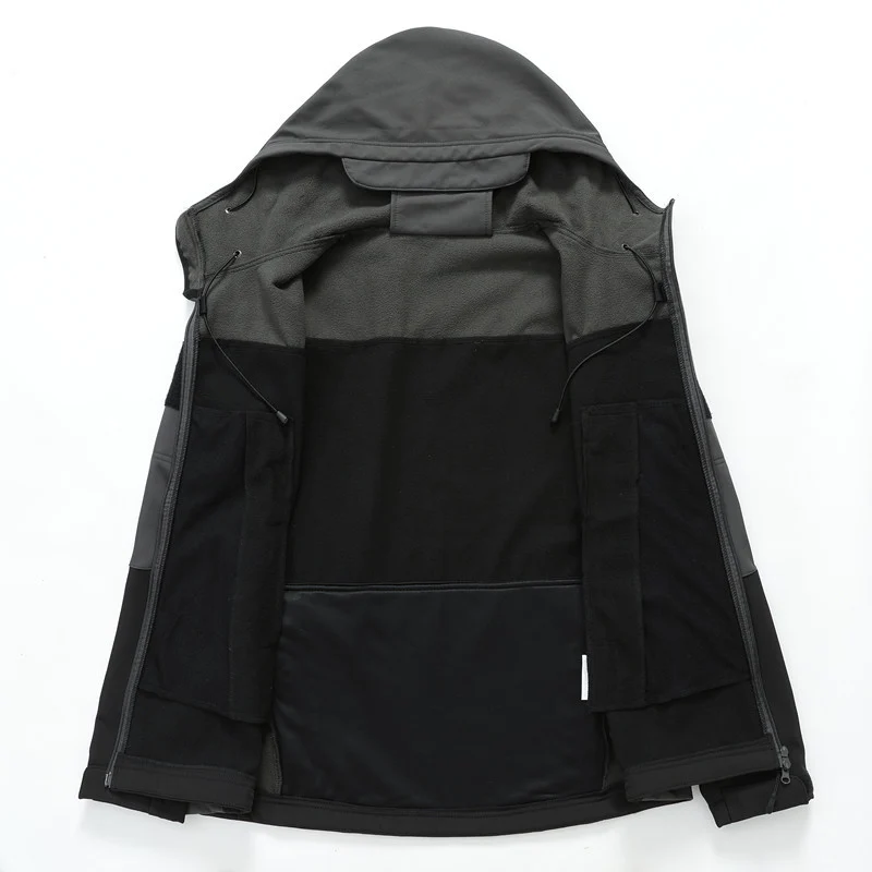 Herren Softshell-Taktikjacke mit Kapuze, verstärkten Ärmeln und Mehrfach-Reißverschlusstaschen Nord Taschen