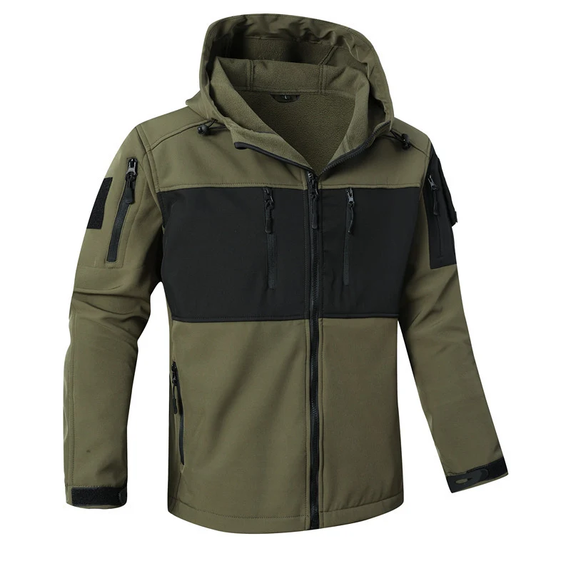 Herren Softshell-Tactical Jacke mit Fleece-Innenfutter, Kapuze und Multifunktionstaschen Nord Taschen