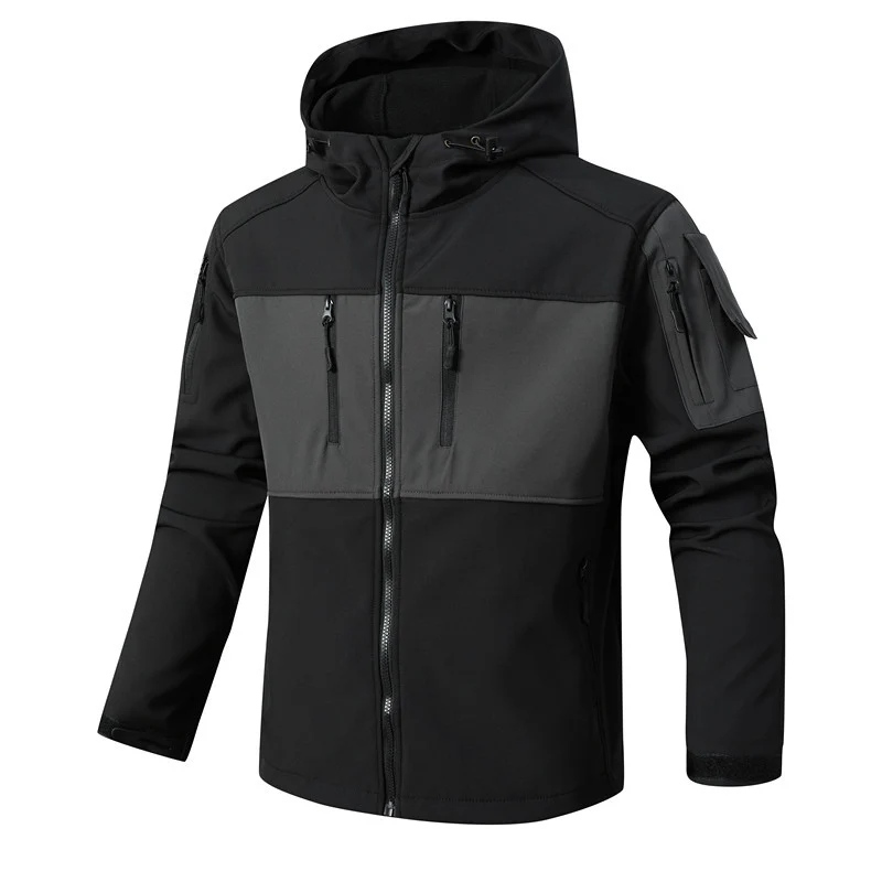Herren Softshell-Tactical Jacke mit Fleece-Innenfutter, Kapuze und Multifunktionstaschen Nord Taschen