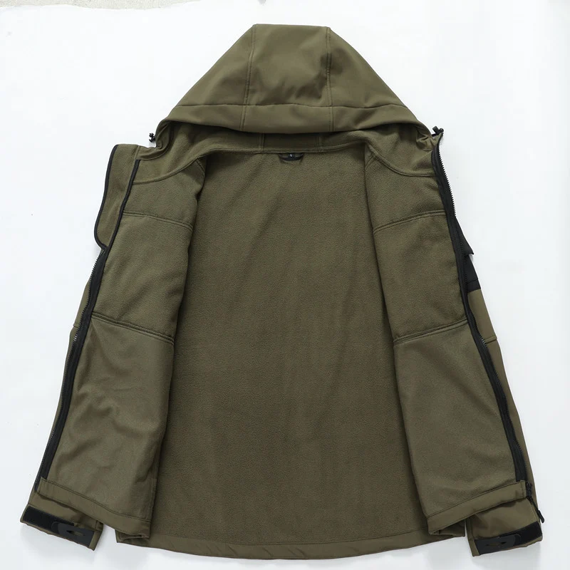Herren Softshell-Tactical Jacke mit Fleece-Innenfutter, Kapuze und Multifunktionstaschen Nord Taschen