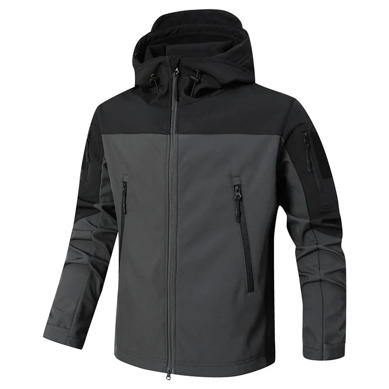 Herren Softshell-Outdoorjacke mit taktischer Ärmeltasche, verstellbarer Kapuze und wasserabweisender Membran Nord Taschen