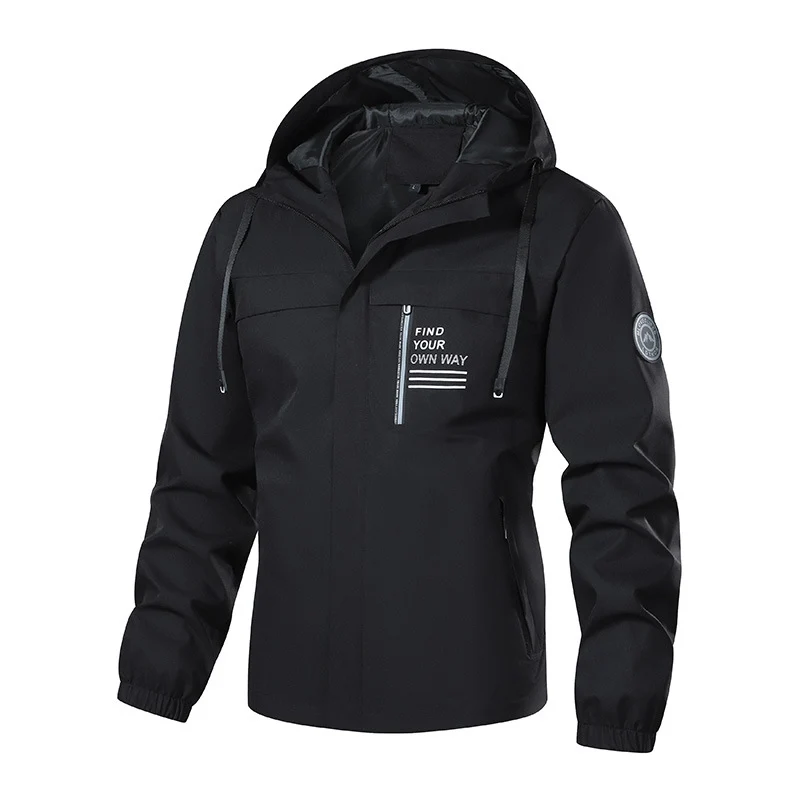 Herren Softshell-Outdoorjacke mit Kapuze, wasserabweisend und Brust-Reißverschlusstasche Nord Taschen