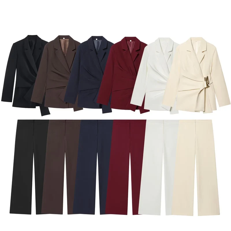 Damen Hochtaillierte Palazzo-Hose mit weitem Bein und glattem Bund Nord Taschen
