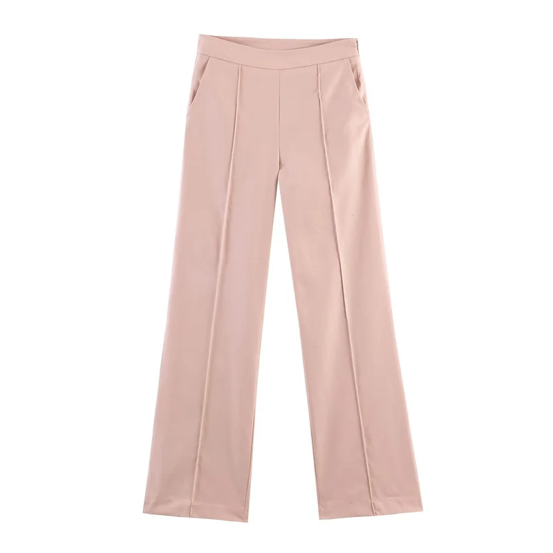 Damen Hochtaillierte Palazzo-Hose mit Bügelfalte und Eingrifftaschen Nord Taschen