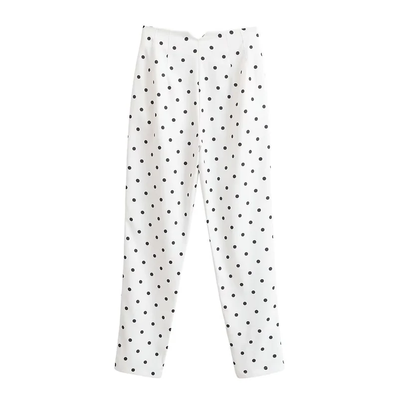 Damen Hochtaillierte konisch zulaufende Stoffhose mit Polka‑Dot‑Print und eleganter Bundverarbeitung Nord Taschen