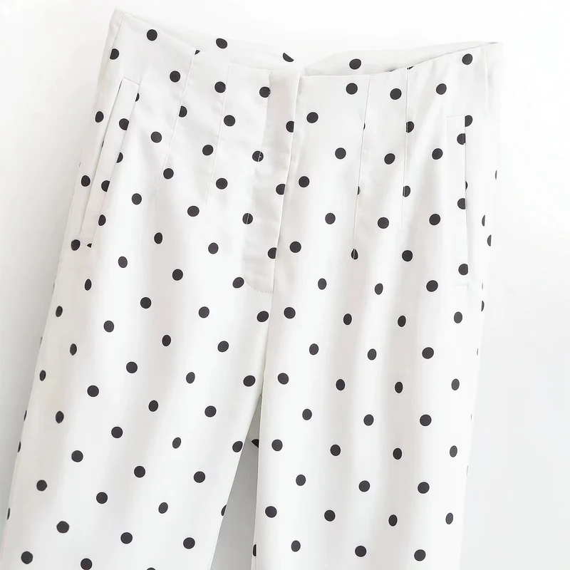 Damen Hochtaillierte konisch zulaufende Stoffhose mit Polka‑Dot‑Print und eleganter Bundverarbeitung Nord Taschen