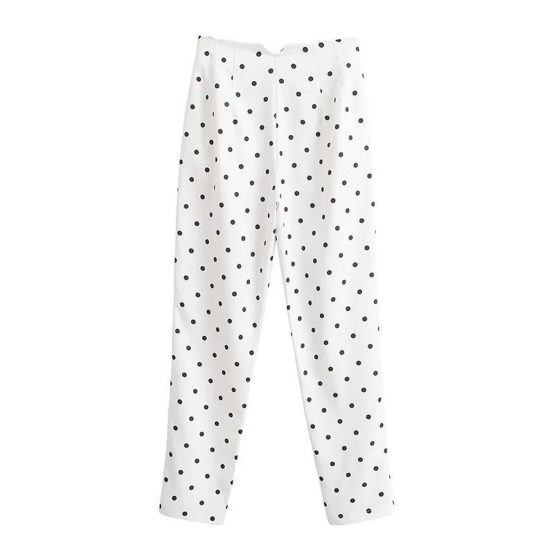 Damen Hochtaillierte konisch zulaufende Stoffhose mit Polka‑Dot‑Print und eleganter Bundverarbeitung Nord Taschen