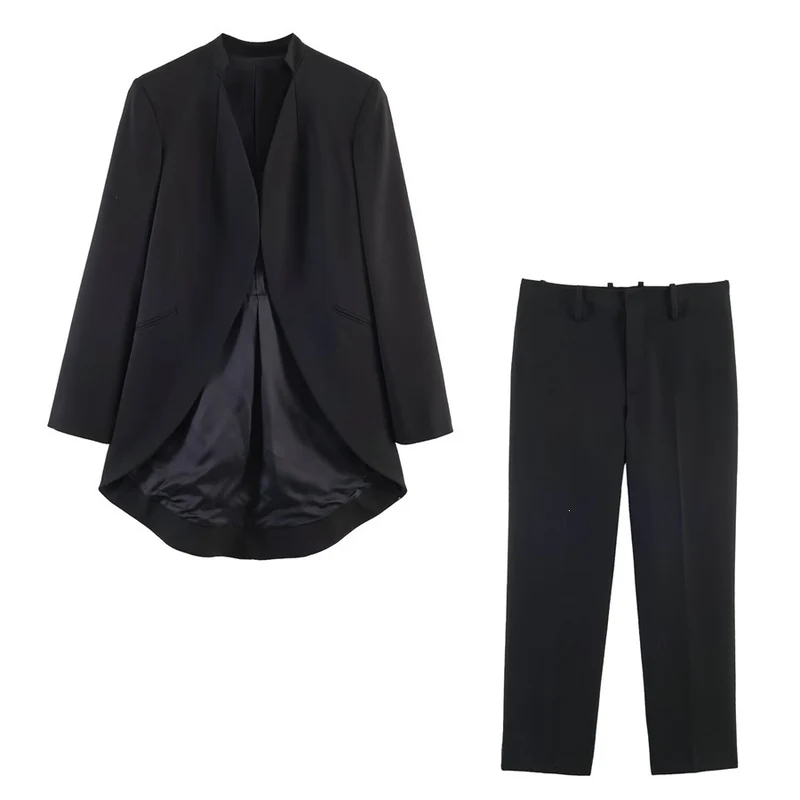 Damen Hochtaillierte elegante Anzughose mit Bügelfalte und geradem Bein Nord Taschen