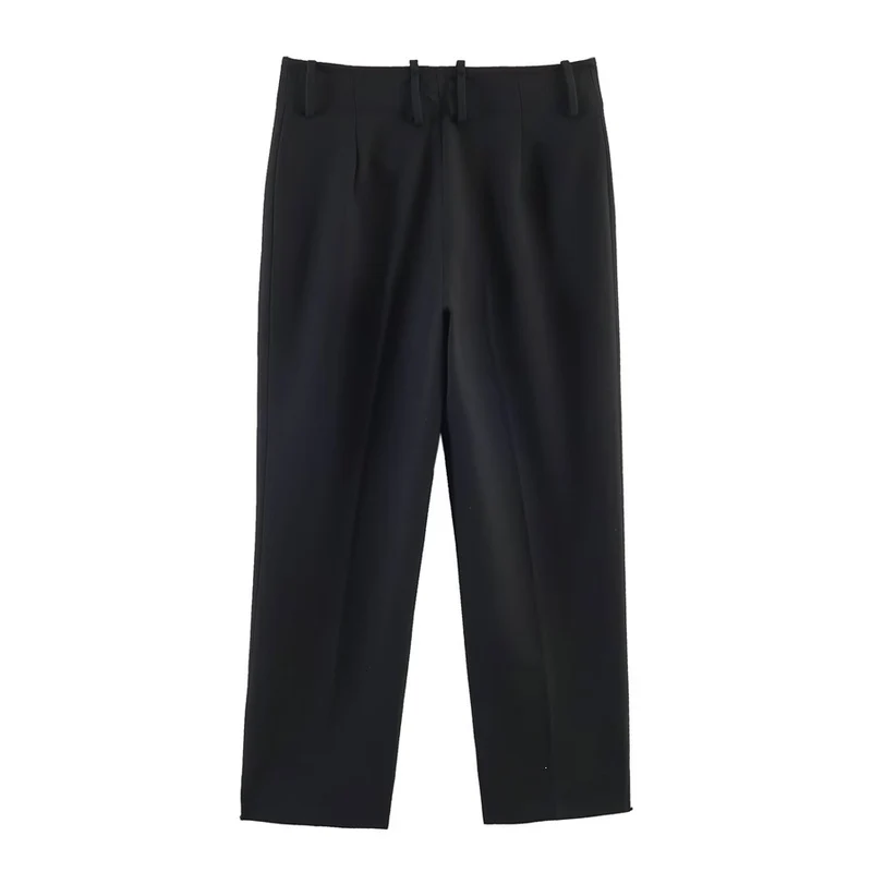 Damen Hochtaillierte elegante Anzughose mit Bügelfalte und geradem Bein Nord Taschen