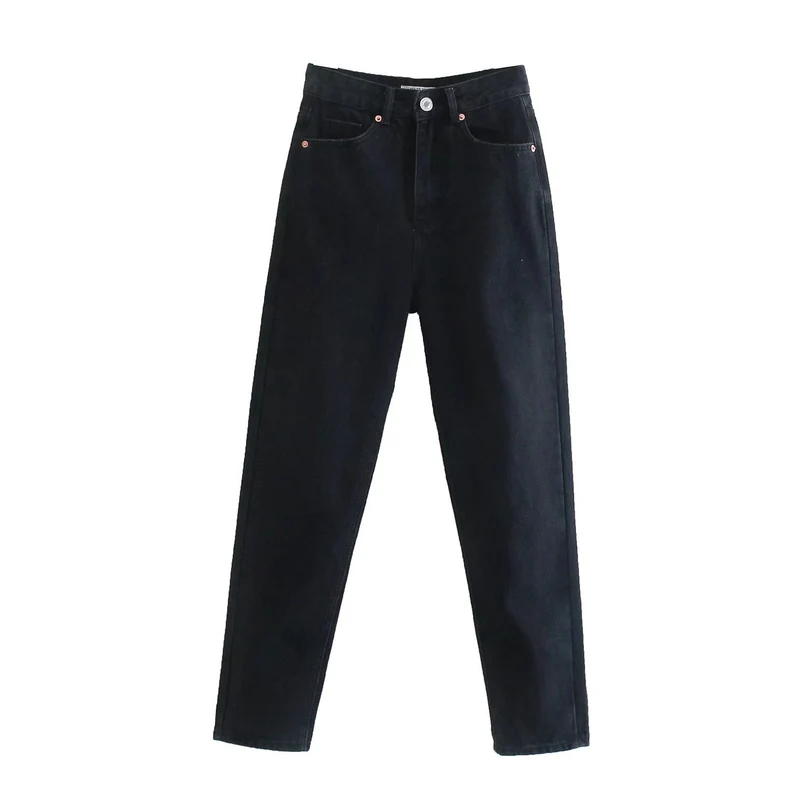 Damen Hochtaillierte Denim-Jeans mit konisch zulaufendem Bein Nord Taschen