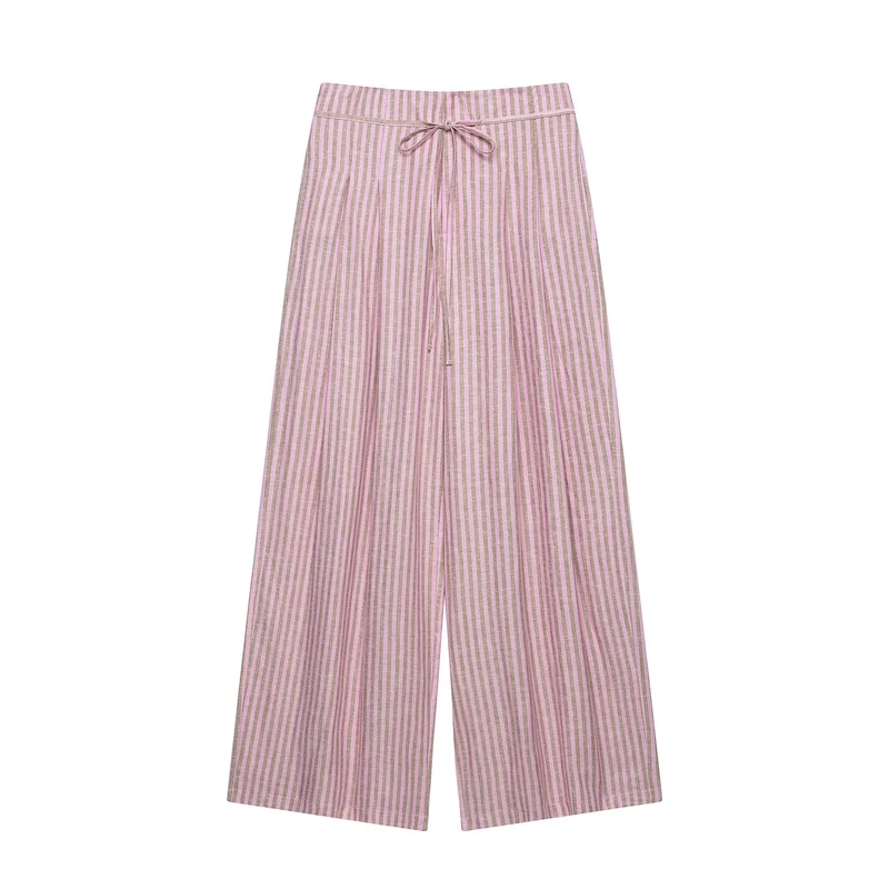 Damen Hochtaillierte Culotte-Hose mit weitem Bein, Tunnelzug und vorderem Schlitz Nord Taschen