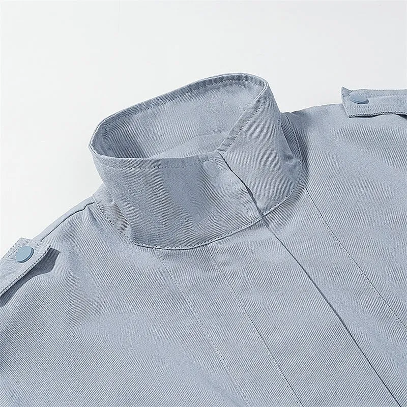Damen Fieldjacke im Utility-Stil mit Tunnelzugtaillierung, Pattentaschen und Stehkragen Nord Taschen