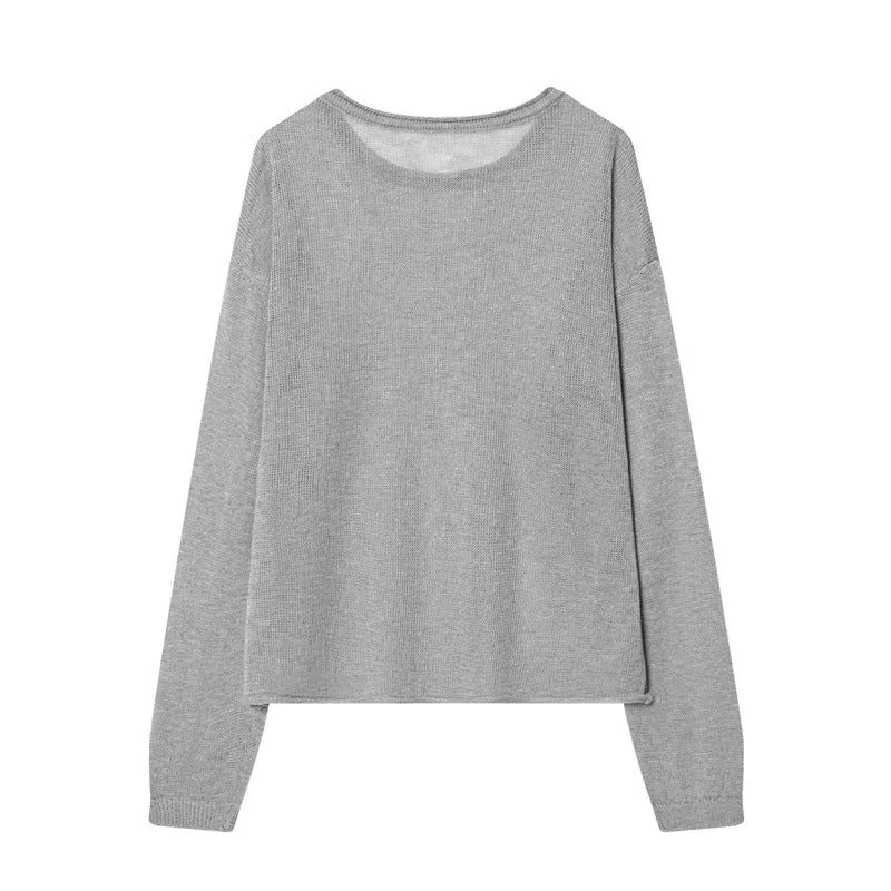 Damen Feinstrick-Loungewear-Set mit Rundhals-Pullover, weitem Palazzo und strukturierter Rock-Overlay Nord Taschen