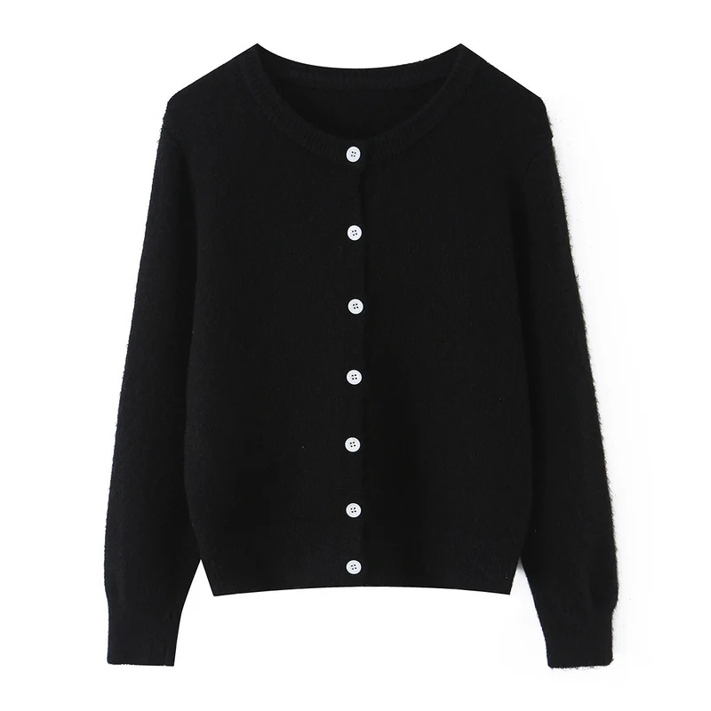 Damen Feinstrick-Cardigan mit Rundhalsausschnitt, durchgehender Knopfleiste und geripptem Saum Nord Taschen