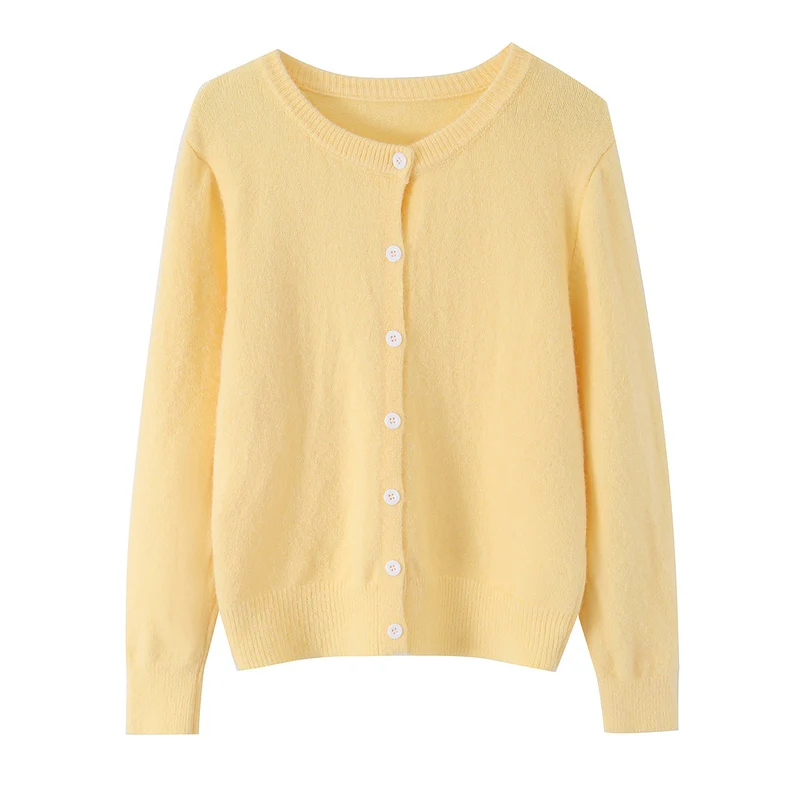 Damen Feinstrick-Cardigan mit Rundhalsausschnitt, durchgehender Knopfleiste und geripptem Saum Nord Taschen
