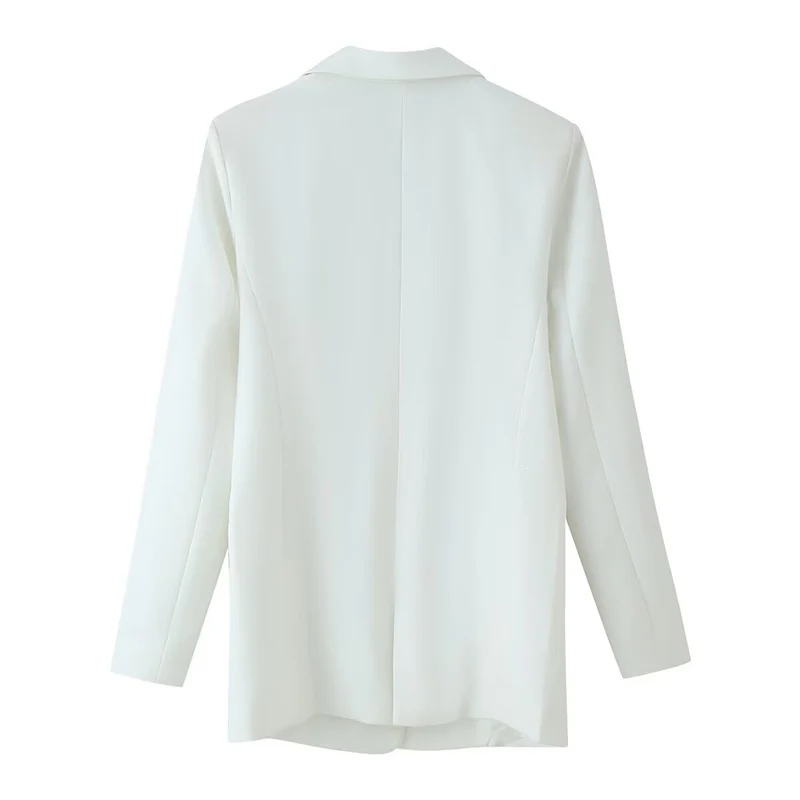Damen doppelreihiger Longline-Blazer mit Reverskragen und Zierknöpfen Nord Taschen