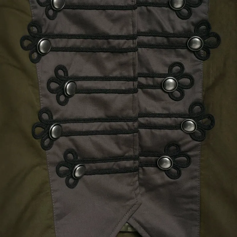 Damen Kurzjacke im Militärstil mit Stehkragen, Zierfrosch und Epauletten Nord Taschen
