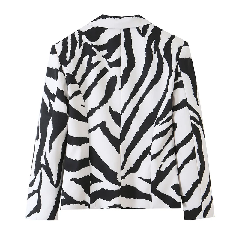 Damen Statement-Zebra-Blazer mit Reverskragen und taillierter Silhouette Nord Taschen