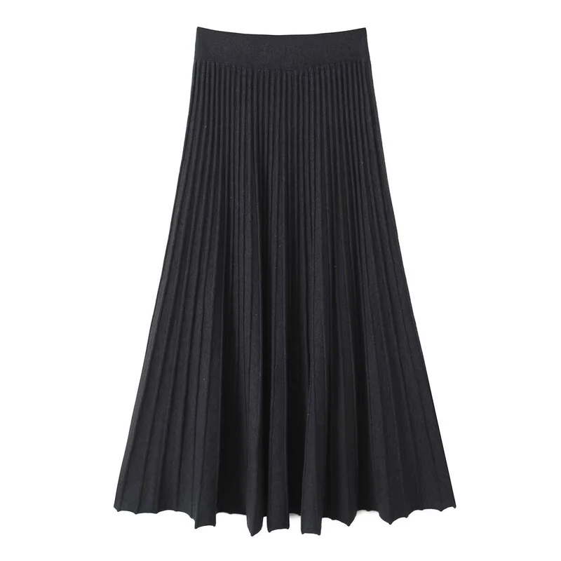 Damen Plissierter Maxi-Rock mit hohem Stretchbund Nord Taschen