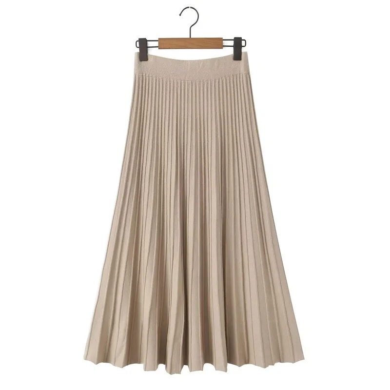 Damen Plissierter Maxi-Rock mit hohem Stretchbund Nord Taschen