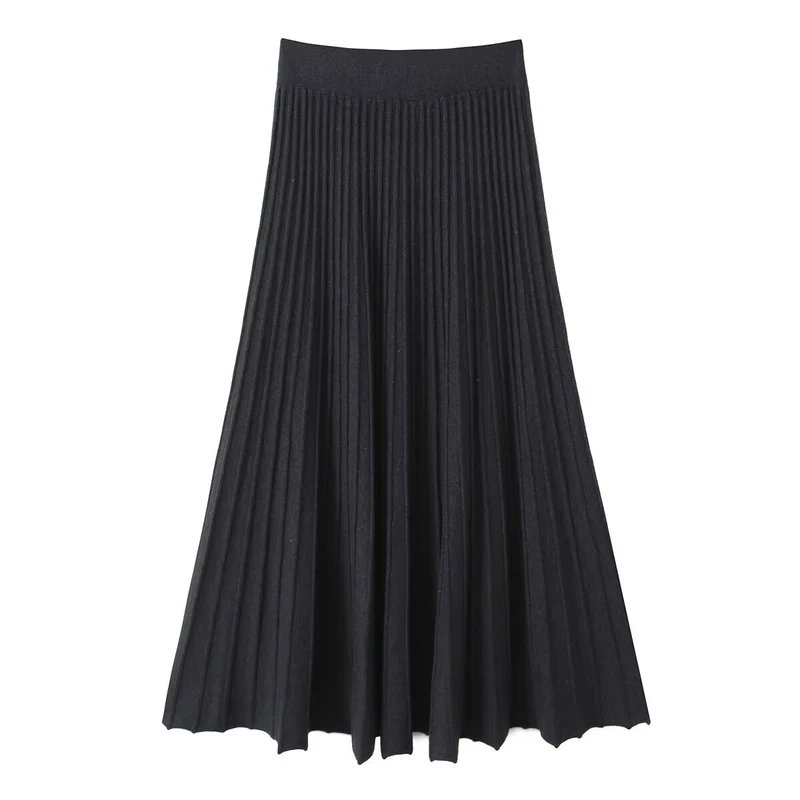 Damen Plissierter Maxi-Rock mit hohem Stretchbund Nord Taschen