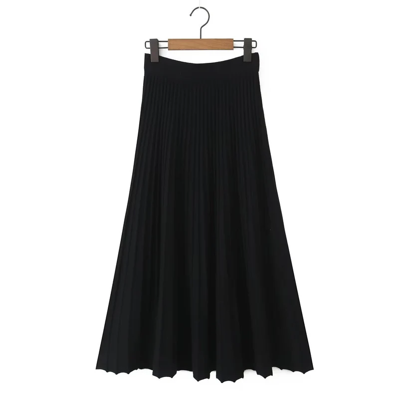 Damen Plissierter Maxi-Rock mit hohem Stretchbund Nord Taschen