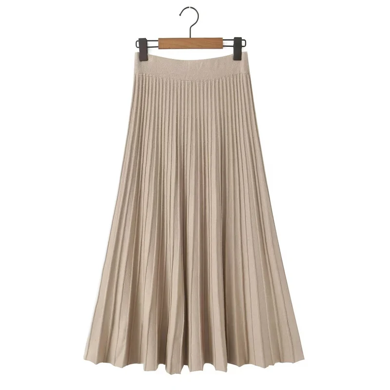 Damen Plissierter Maxi-Rock mit hohem Stretchbund Nord Taschen