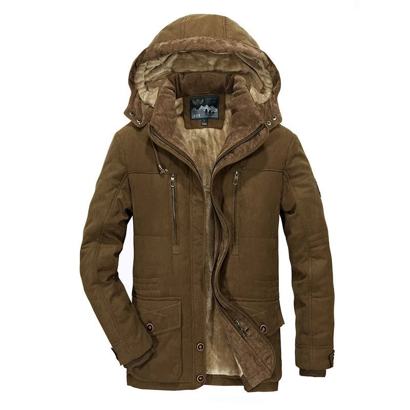 Herren Gefütterter Parka mit Kapuze und Kunstfellfutter Nord Taschen