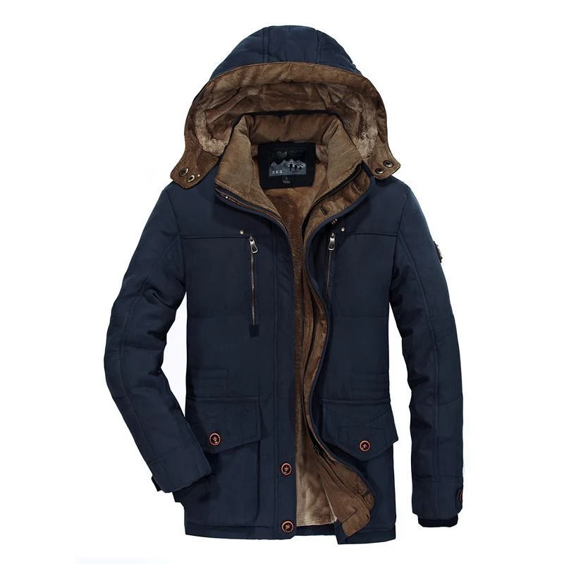 Herren Gefütterter Parka mit Kapuze und Kunstfellfutter Nord Taschen