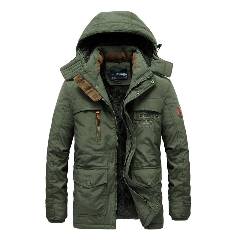 Herren Gefütterte Winterparka mit Teddyfutter, Kapuze und Multifunktionstaschen Nord Taschen