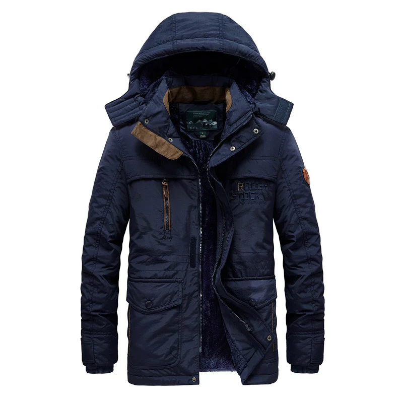 Herren Gefütterte Winterparka mit Teddyfutter, Kapuze und Multifunktionstaschen Nord Taschen