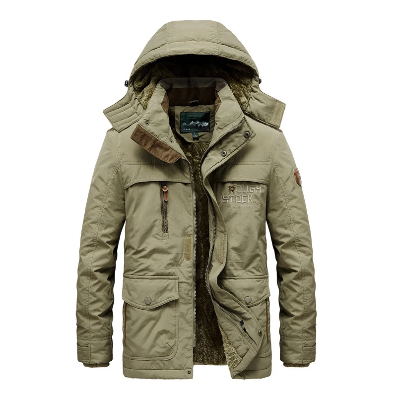 Herren Gefütterte Winterparka mit Teddyfutter, Kapuze und Multifunktionstaschen Nord Taschen