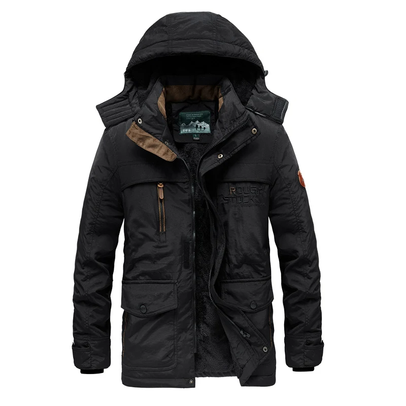 Herren Gefütterte Winterparka mit Teddyfutter, Kapuze und Multifunktionstaschen Nord Taschen