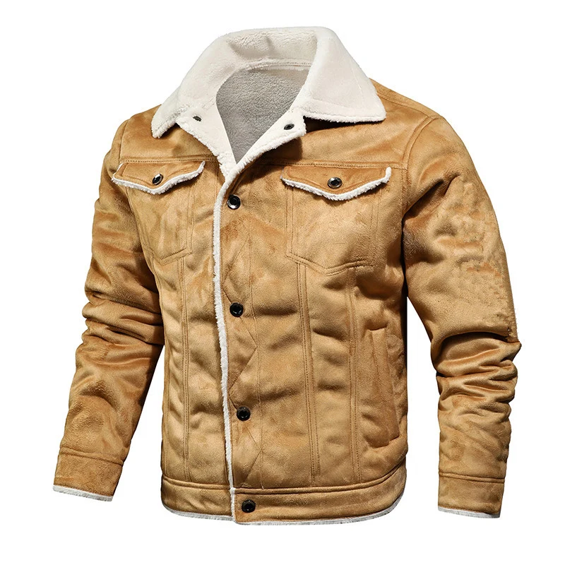 Herren gefütterte Wildlederimitat-Jacke mit Teddyfutter und Hemdkragen Nord Taschen