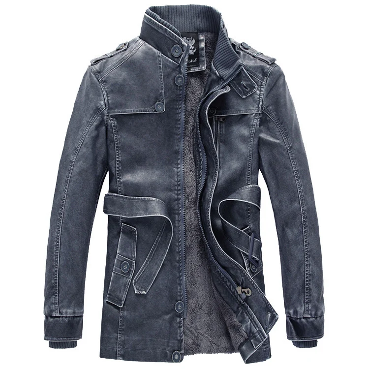 Herren Gefütterte Utility-Jeansjacke mit hohem Stehkragen Nord Taschen