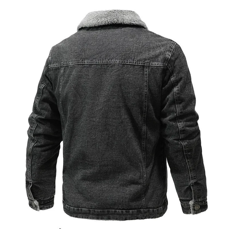 Herren Sherpa-gefütterte Denimjacke mit Teddyfutter und Brusttasche Nord Taschen
