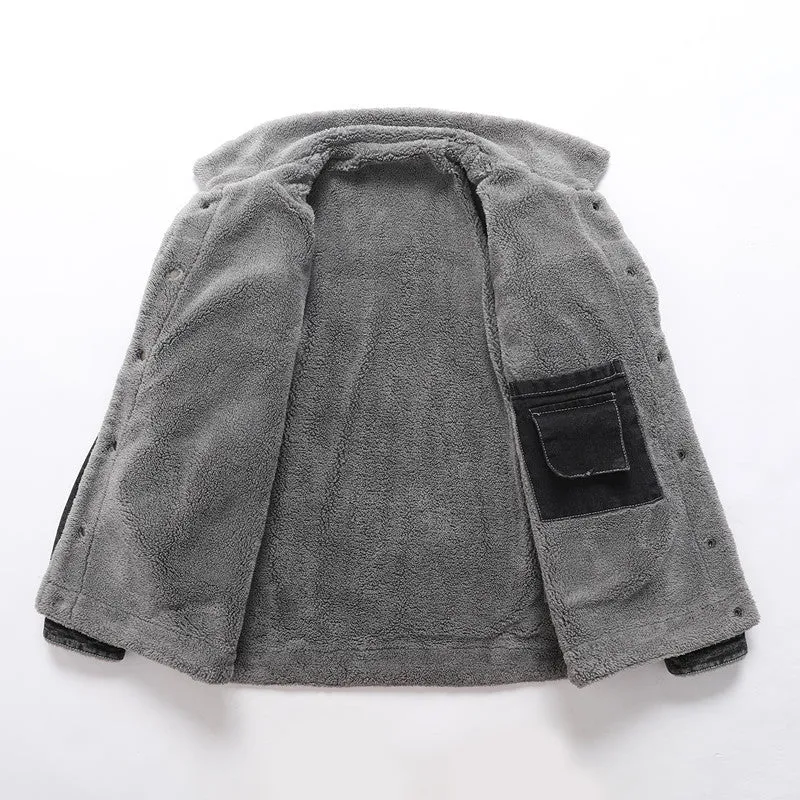 Herren Sherpa-gefütterte Denimjacke mit Teddyfutter und Brusttasche Nord Taschen