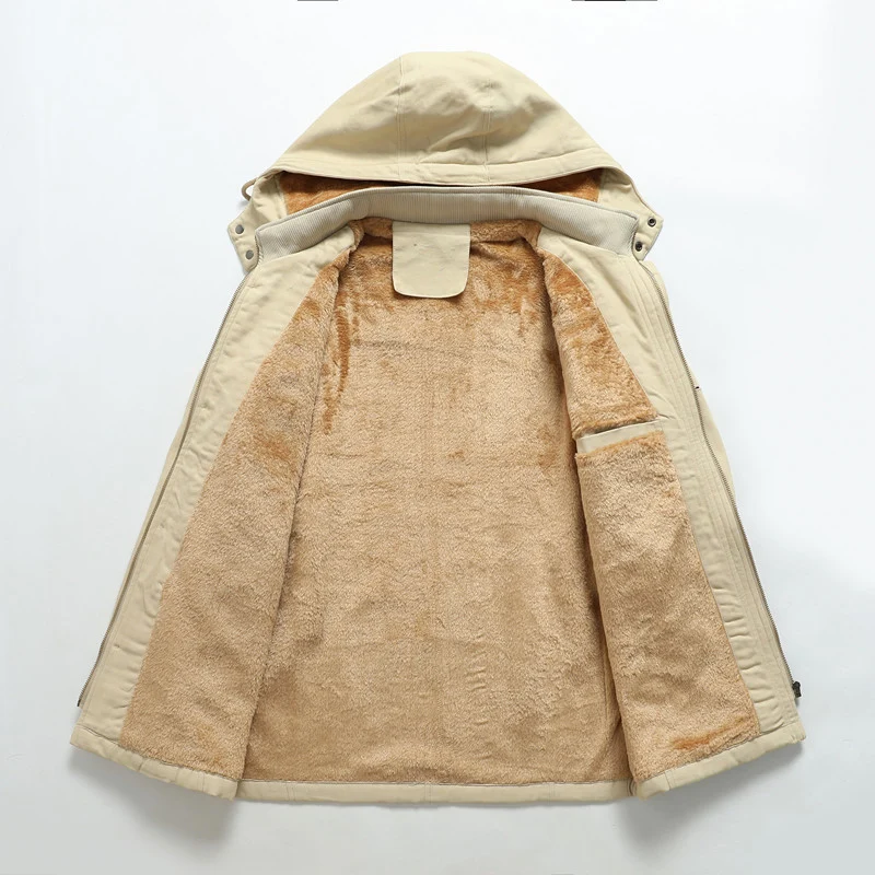 Herren Parka-Jacke mit Kapuze, Thermofutter und Metallknöpfen Nord Taschen