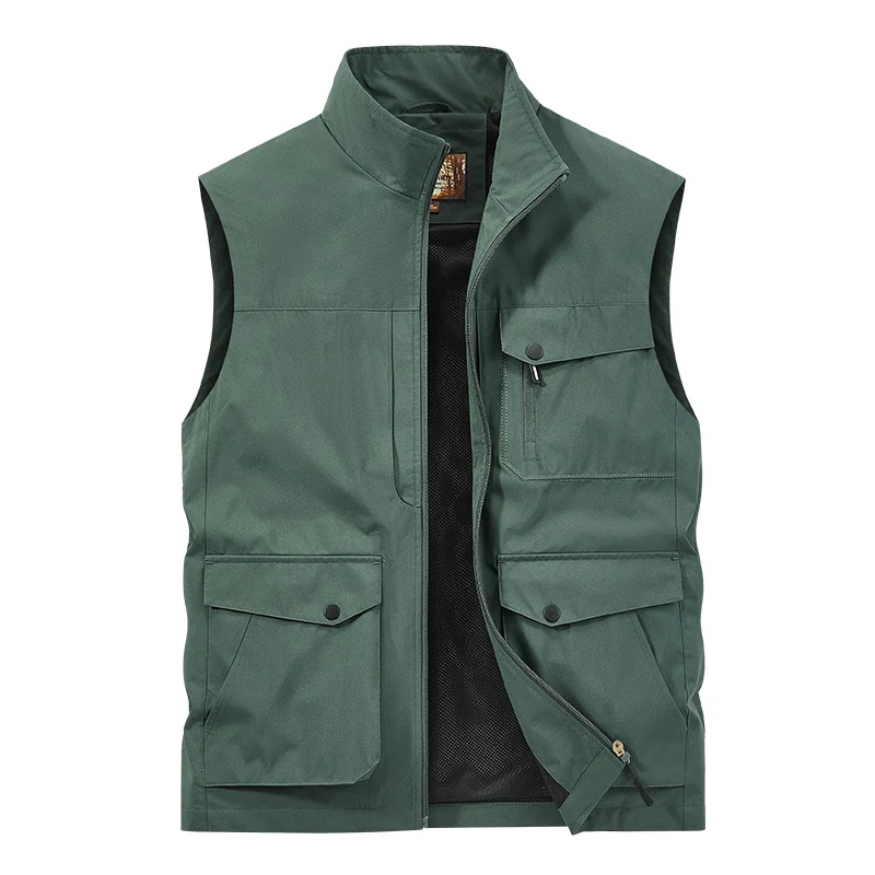 Herren Outdoor-Utilityweste mit Multitaschen, Reißverschluss und Meshfutter Nord Taschen