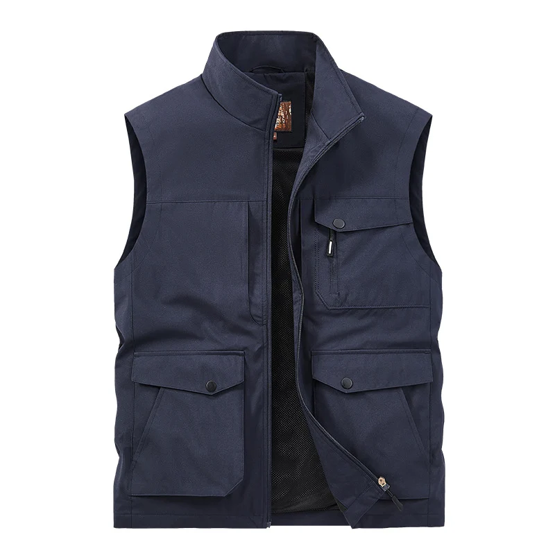 Herren Outdoor-Utilityweste mit Multitaschen, Reißverschluss und Meshfutter Nord Taschen
