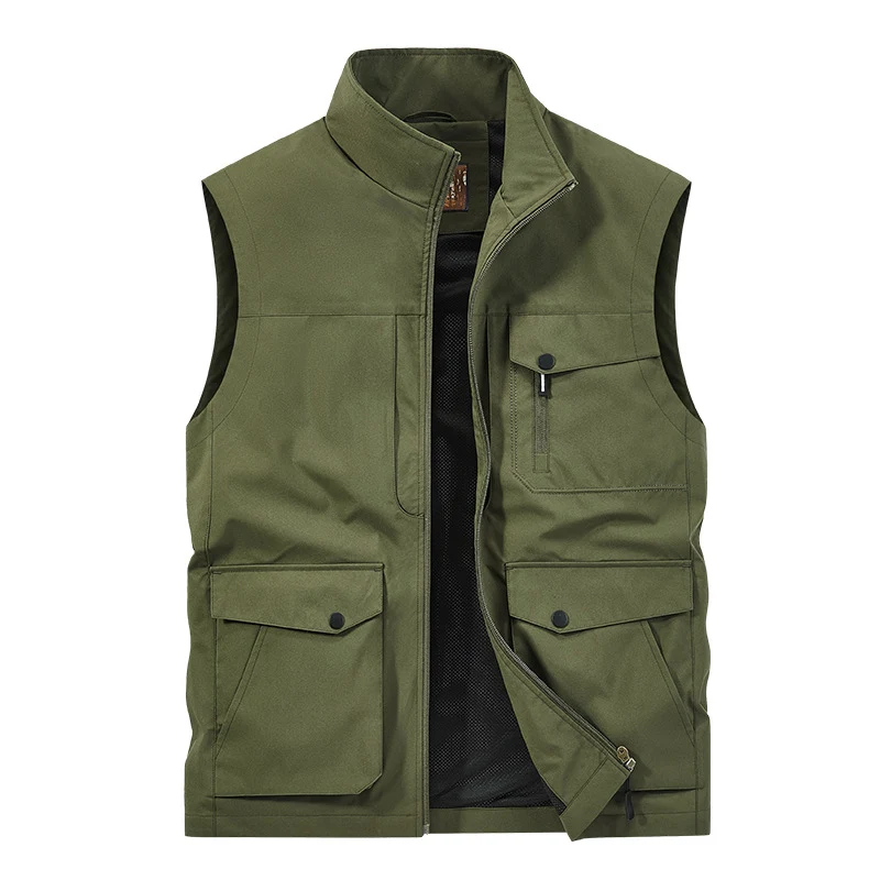 Herren Outdoor-Utilityweste mit Multitaschen, Reißverschluss und Meshfutter Nord Taschen