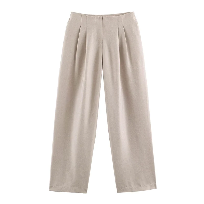 Damen Hochtaillierte Bundfalten-Hose mit weitem Bein Nord Taschen