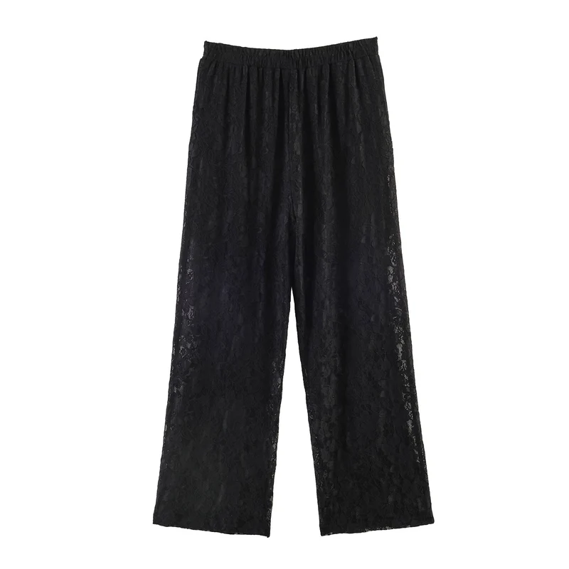Damen Hochelastische Spitzenhose mit weitem Bein und hoher Taille Nord Taschen