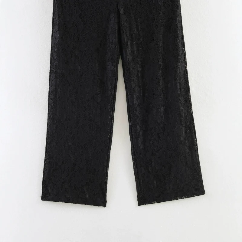 Damen Hochelastische Spitzenhose mit weitem Bein und hoher Taille Nord Taschen